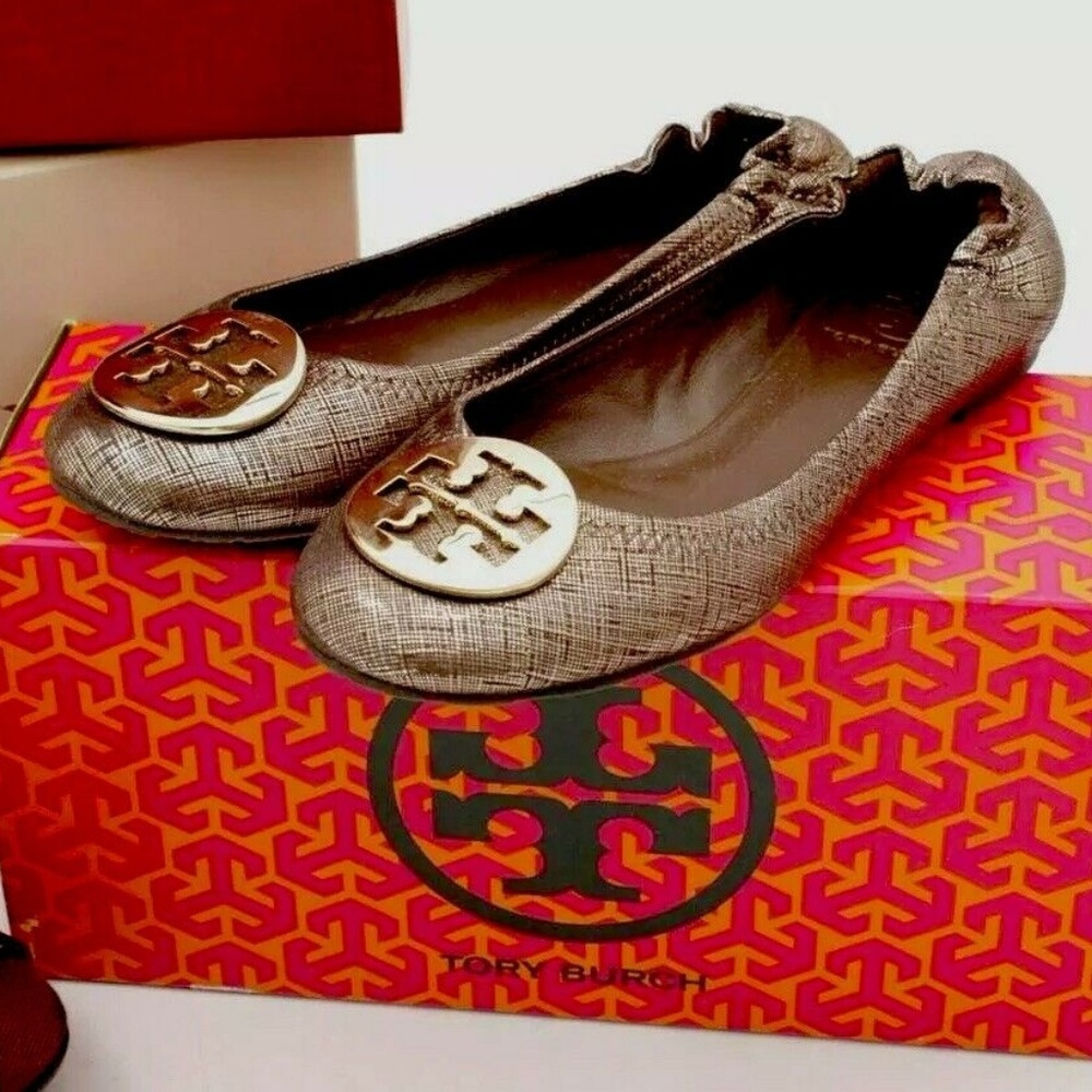 Like New Tory Burch Gold Lurex Ballerina Flats